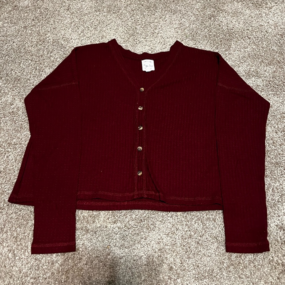 hippie rose cropped sweater in maroon